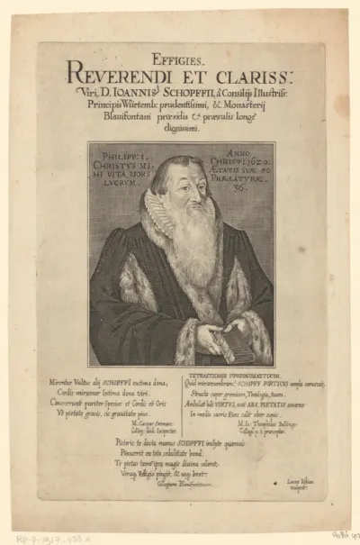Portret van Johann Schopff op 80-jarige leeftijd