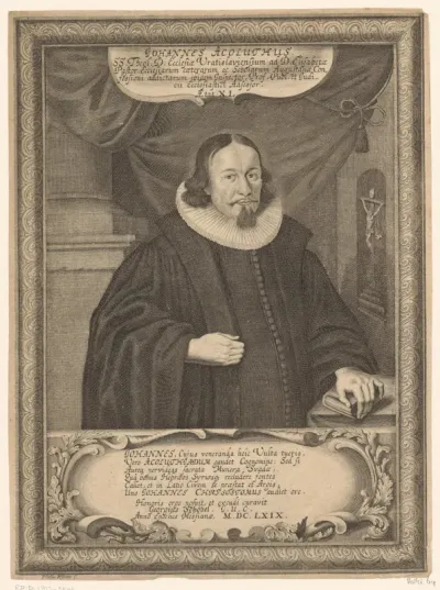 Portret van Johannes Acoluthus op 40-jarige leeftijd
