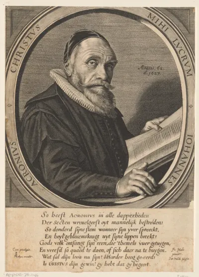 Portret van Johannes Acronius op 62-jarige leeftijd