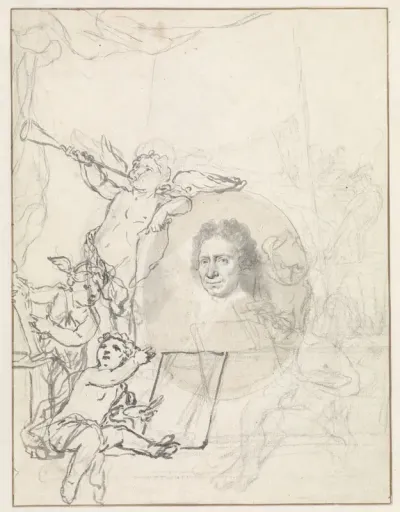 Portret van Johannes Bronkhorst omringd door putti