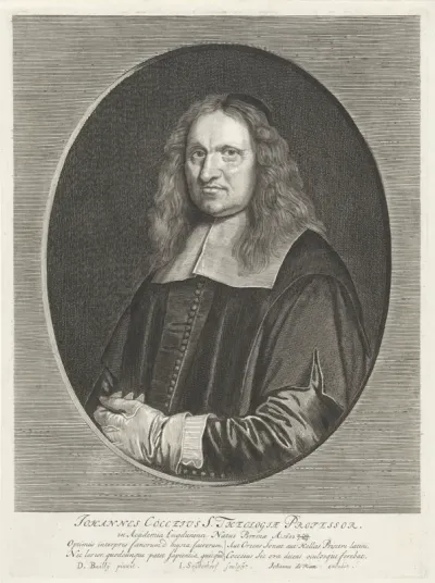 Portret van Johannes Cocceius met handschoenen