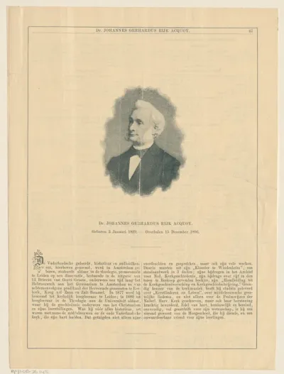 Portret van Johannes Gerhardus Rijk Acquoy