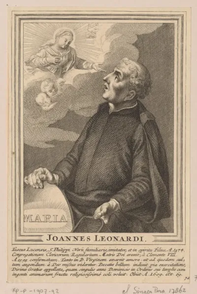 Portret van Johannes Leonardi tijdens een visioen van Maria