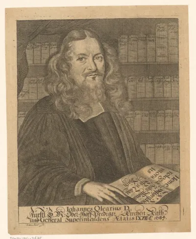 Portret van Johannes Olearius op 73-jarige leeftijd