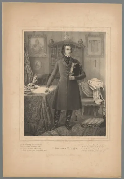 Portret van Johannes Ronge in een studeervertrek