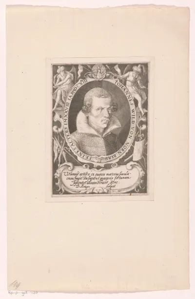 Portret van Johannes Wild op 28-jarige leeftijd