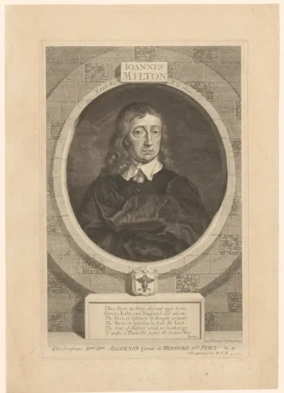 Portret van John Milton op 62-jarige leeftijd