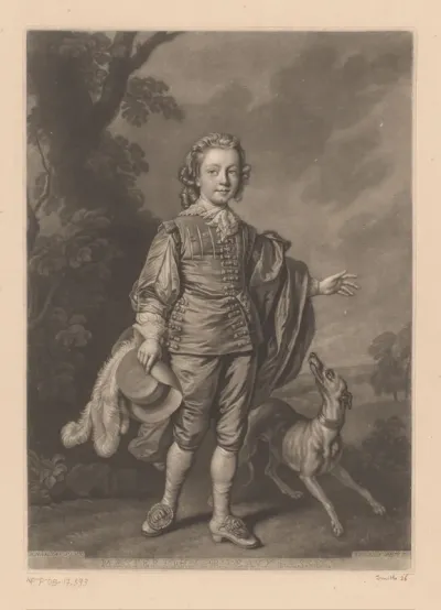 Portret van John Prideaux Bassett met zijn hond