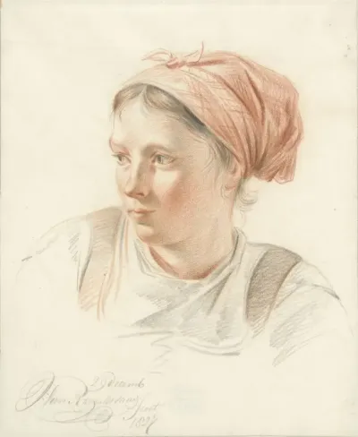 Portret van jonge vrouw, driekwart naar links