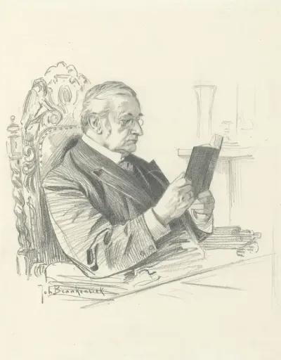 Portret van Jonkheer De Savornin Lohman, lezend in een stoel