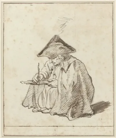 Portret van Joseph Marinkelle, zittend tekenend