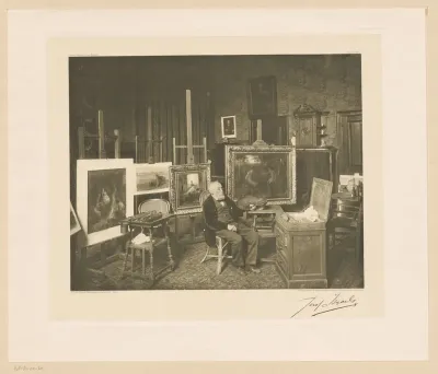 Portret van Jozef Israëls in zijn atelier
