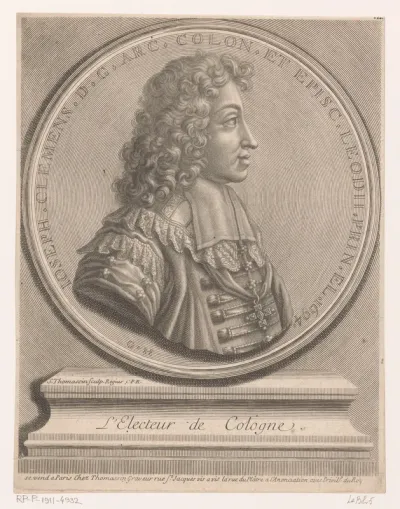 Portret van Jozef Klemens, keurvorst en aartsbisschop van Keulen, en profil op een medaille