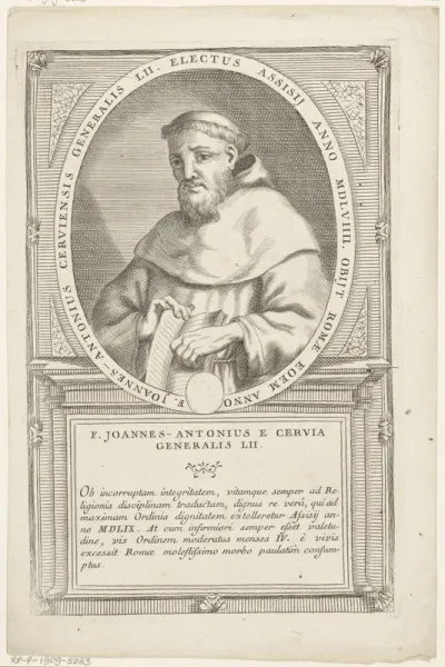 Portret van Juan Antonio Muratori de Cervia, 52ste Minister Generaal van de franciscaner orde
