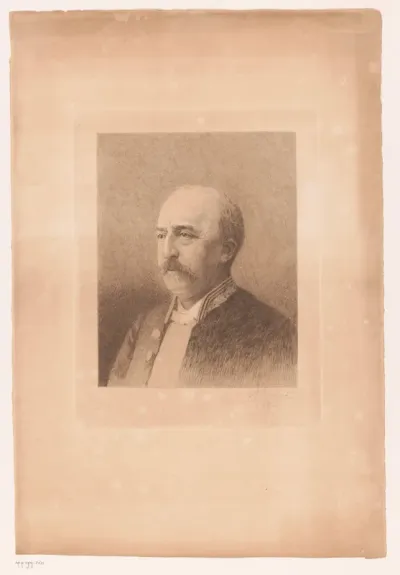 Portret van Jules Audent, burgemeester van Charleroi, driekwart naar links