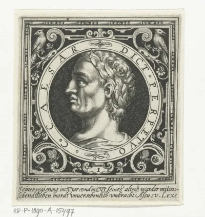 Portret van Julius Caesar op medaillon