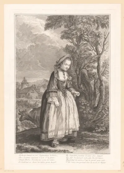 Portret van Justine Favart als Bastienne