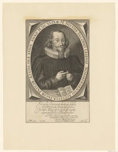 Portret van Justus Jacob Leibnitz op 39-jarige leeftijd