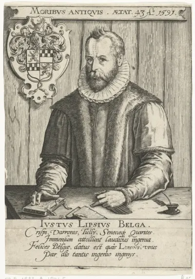 Portret van Justus Lipsius op 43-jarige leeftijd