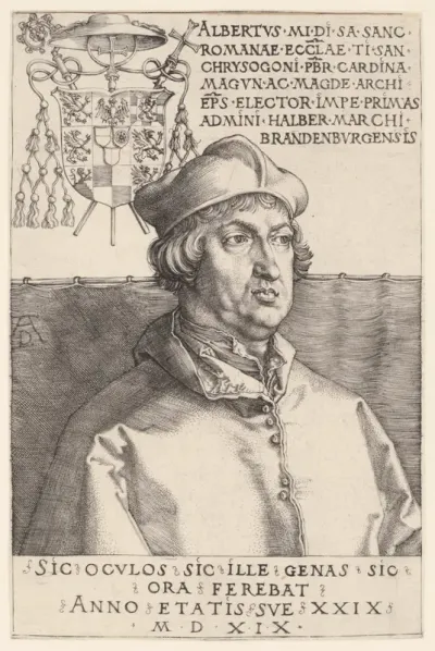 Portret van kardinaal Albert van Brandenburg op 29-jarige leeftijd