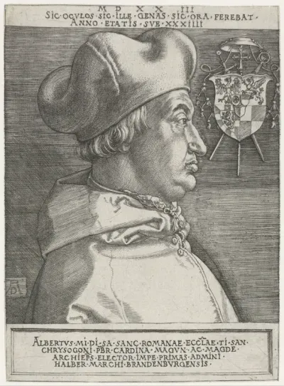 Portret van kardinaal Albert van Brandenburg op 34-jarige leeftijd
