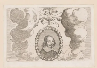 Portret van kardinaal Jules Mazarin in een medaillon