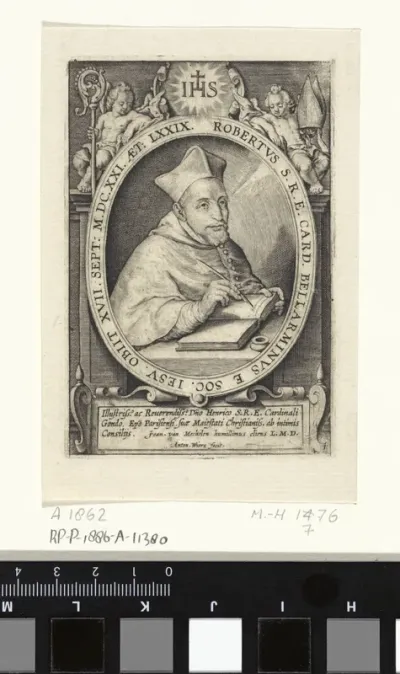 Portret van kardinaal Robertus Bellarminus, op 74-jarige leeftijd