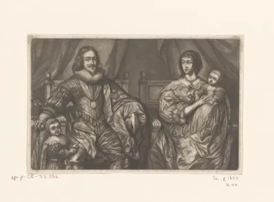 Portret van Karel I van Engeland met Henriëtta Maria en hun kinderen Karel en Maria Henriëtte