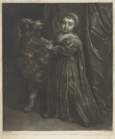 Portret van Karel II als kind met hond