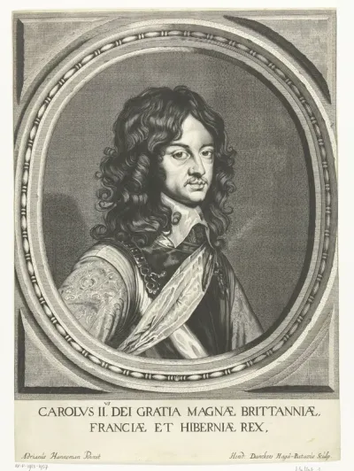 Portret van Karel II, koning van Engeland in ovaal