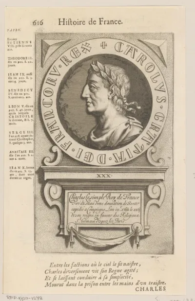 Portret van Karel III de Eenvoudige, koning van Frankrijk