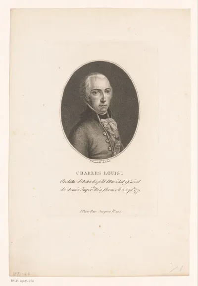 Portret van Karel Lodewijk Johan, landvoogd der zuidelijke Nederlanden