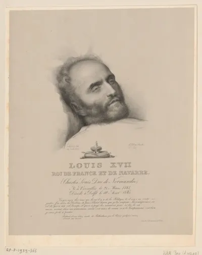 Portret van Karl Wilhelm Naundorff als Lodewijk XVII op zijn doodsbed