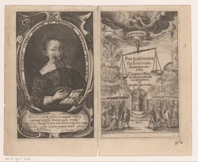 Portret van Kaspar Manz en Christus als beschermer van de armen