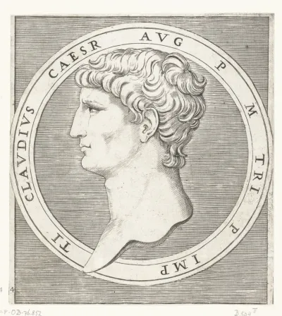 Portret van keizer Claudius I in ronde omlijsting