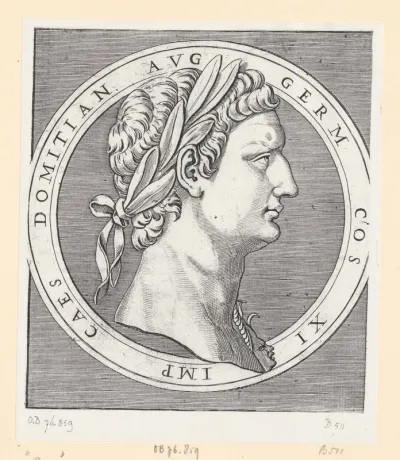 Portret van keizer Domitianus in ronde omlijsting
