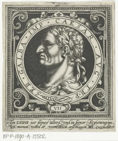 Portret van keizer Galba op medaillon