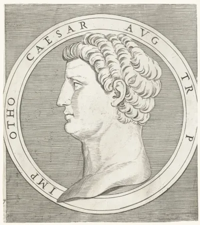 Portret van keizer Otho in ronde omlijsting