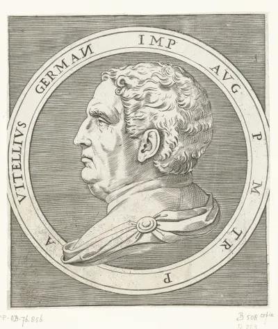 Portret van keizer Vitellius in ronde omlijsting