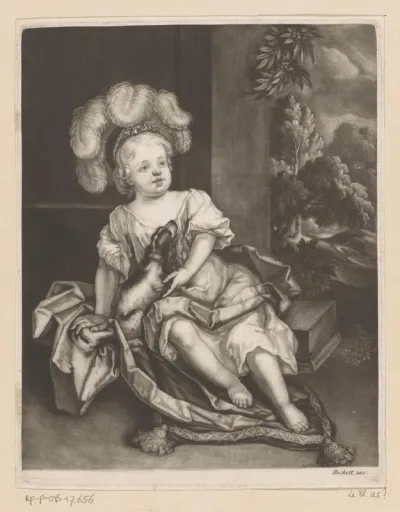 Portret van kind met hond, mogelijk Willem, hertog van Gloucester