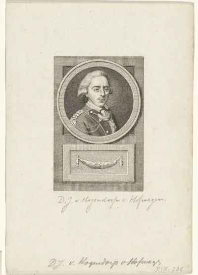 Portret van kolonel Diederik Johan van Hoogendorp van Hofwegen