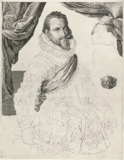 Portret van koning Christiaan IV van Denemarken en Noorwegen