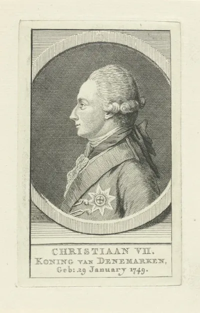Portret van koning Christiaan VII van Denemarken
