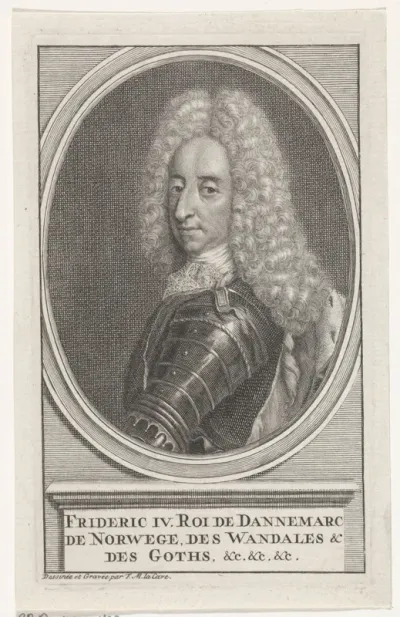 Portret van koning Frederik IV van Denemarken en Noorwegen