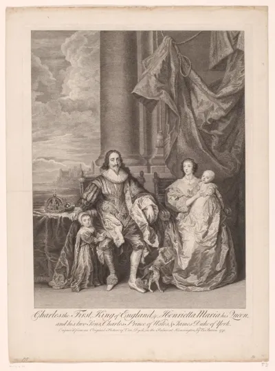 Portret van Koning Karel I van Engeland en koningin Henriëtta Maria van Frankrijk met hun zonen Charles en James