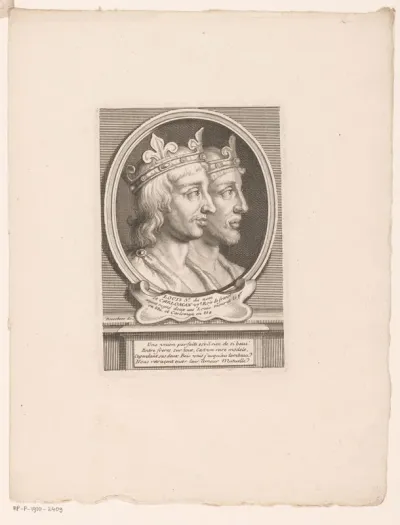 Portret van koning Lodewijk III en koning Karloman II