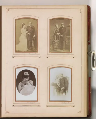 Portret van koning Willem III met prinses Wilhelmina