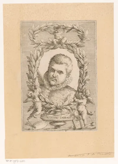Portret van kunstenaar Agostino Carracci
