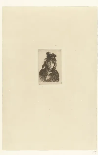 Portret van kunstenares Berthe Morisot met hoed