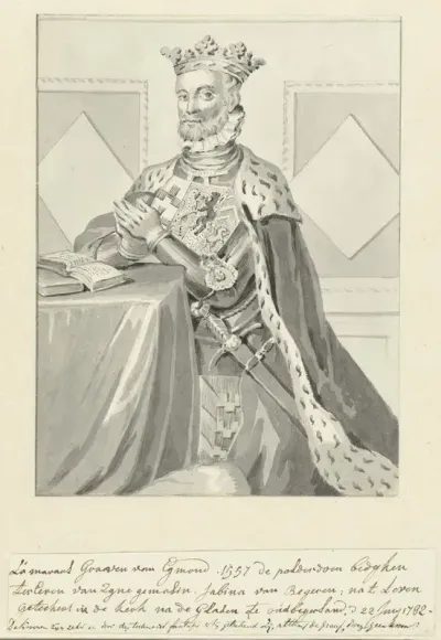 Portret van Lamoraal, graaf van Egmond, geknield